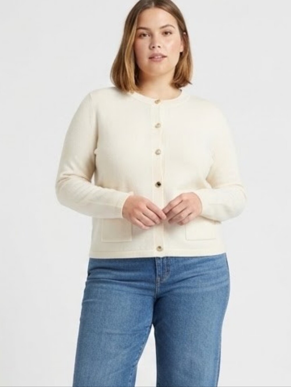 XL Talbots Cream Cardigan Plus Size Knit